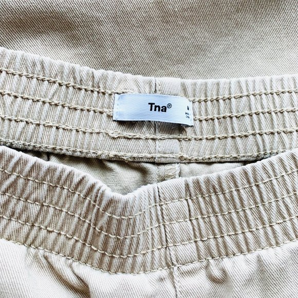 Aritzia Tna Christie Pant Mid-rise cotton twill wide leg, sz M, Olive Beige - Picture 4 of 5